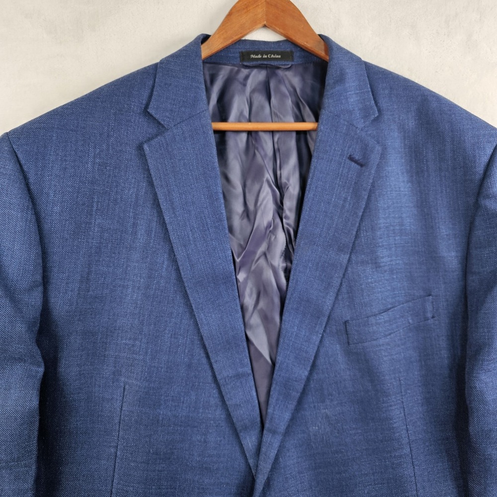 Ralph Lauren LRL Blazer Men's 52R Sport Coat Jacket Polyester Linen Blend Blue - Picture 3 of 12